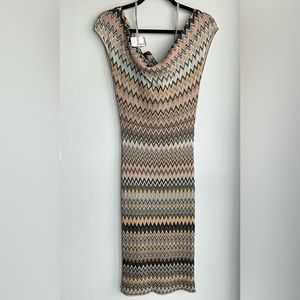 ⭐️NWT🏷 MISSONI BODYCON KNIT DRESS GOLD PALE PINK size 38